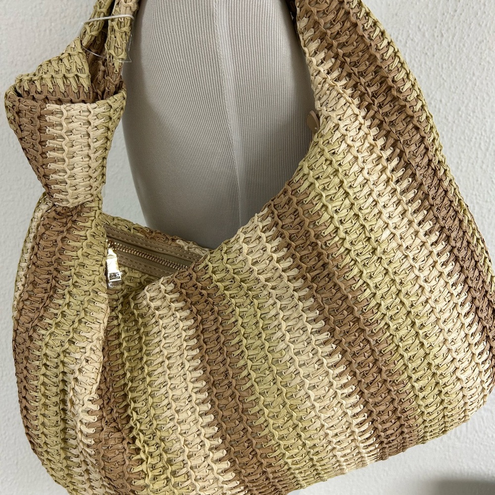Urban Expressions Woven Hobo Bag in Beige and Brown
